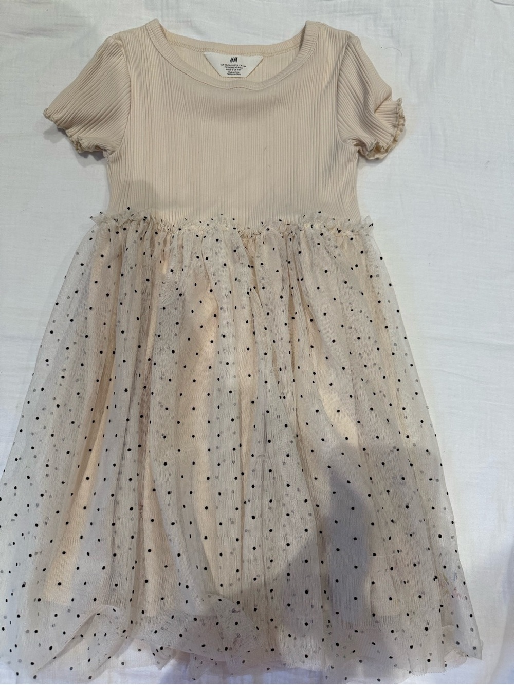 H&M Cream Tulle Dress with Black Polka Dots